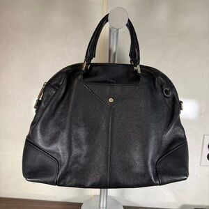 Furla Black Top Handle Bag with Double Handle Pockets Large Logo